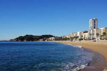 The view of the beach in Lloret De Mar, Costa Brava, Spain