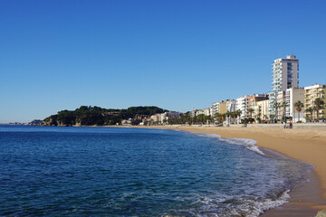 The view of the beach in Lloret De Mar, Costa Brava, Spain
