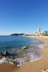 The view of the beach in Lloret De Mar, Costa Brava, Spain