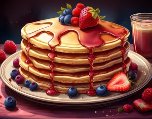 national pancake day celebration with pancake breakfasts and charity events generative ai