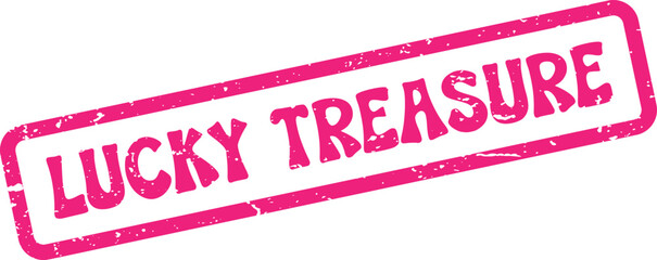 Vivid pink Lucky Treasure grunge stamp highlighting valuable findings and precious good fortune