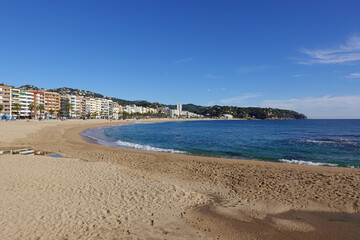 The view of the beach in Lloret De Mar, Costa Brava, Spain