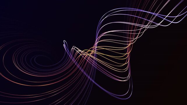 Multicolored plasma energy strings with flowing neon lines and dynamic abstract wave motion, futuristic digital background, 4K, 60fps, seamless loop.