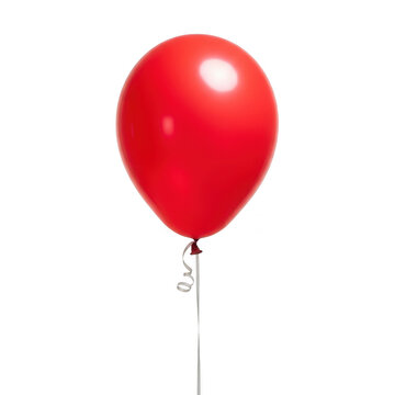 Single red balloon isolated on transparent background