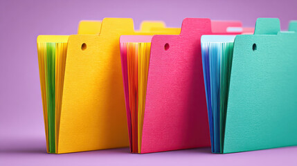Startup deal structure colorful paper file folder index with organized tabs and bright stationery mood
