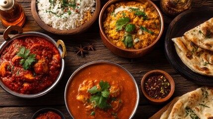 Assorted indian food 