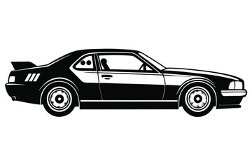 Minimalist Automotive Car Silhouette Vector, Black and White Dynamic Design for Speed and Performance Marketing