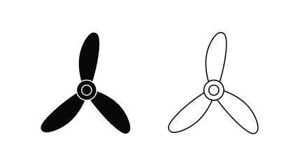 Simple illustration of a propeller in both filled and outline styles