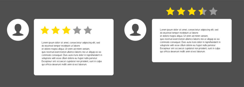 Reviews design. Vector testimonial template for web design.