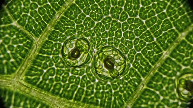 Magnified Leaf Texture Displaying Stomata Openings Revealing Plant Physiology And Biology