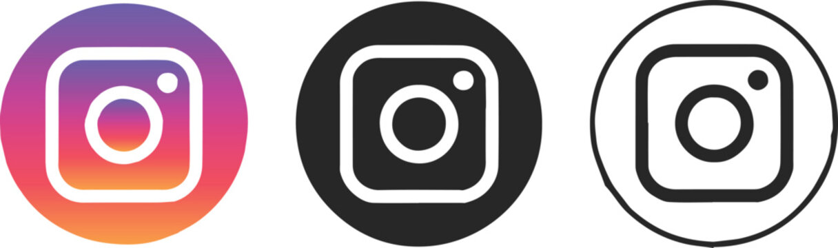 instagram logo circle badge monochrome and gradient vector icons