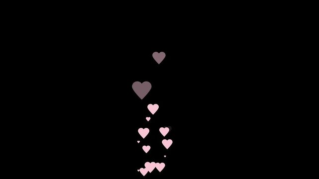 Pink Heart flaying background animation. Transparent background