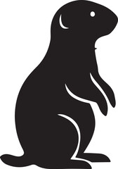 Black silhouette of a penguin standing upright with a white eye and beak