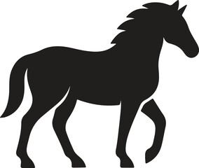 Black silhouette of a horse standing on all fours four legs