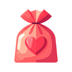 Stylized Red Gift Bag Illustration with Heart Symbol for Celebrations
