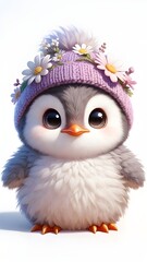 Cute little penguin with purple hat