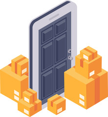 Fototapeta premium Online shopping delivery parcels arriving at smartphone door