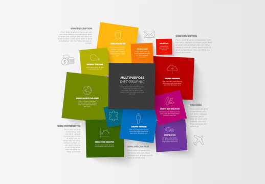 Abstract Multipurpose Infographic with Colorful Square Elements
