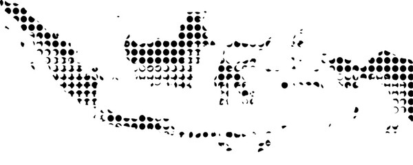 a minimalist of indonesia dotted map illustration.a map of indonesia dots black halftone geometric symbol.on white background
