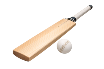 A cricket bat and ball on a black background