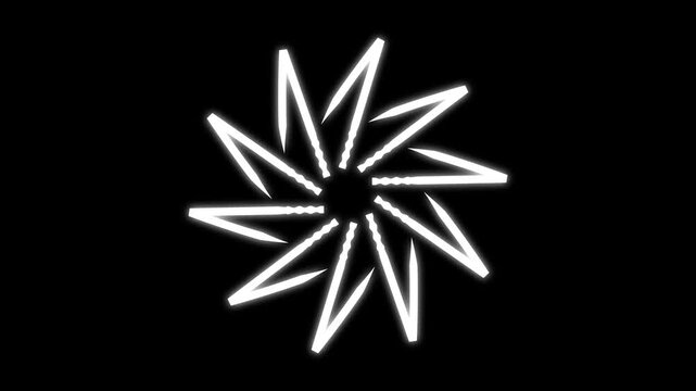 Cartoon firework circle blast animation, glowing geometric spark lines, flat vector fireworks explosion, shiny ring burst motion graphics, 4k black background transparent overlay