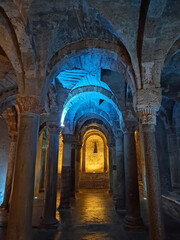 Fototapeta premium view of the interior of the crypt of the Cathedral of Santa Maria Assunta in Cielo in Sutri, Lazio