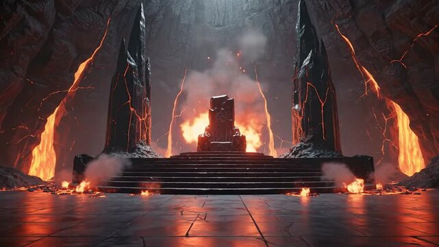 Spiky thrones in molten cave