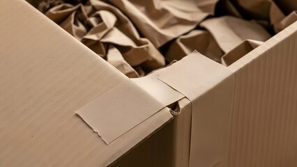 A stack of empty brown cardboard boxes and open paper cartons isolated on a white background for shipping and delivery packaging