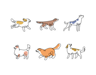 Obraz premium Hand drawn monoline illustration of dogs isolated on white
