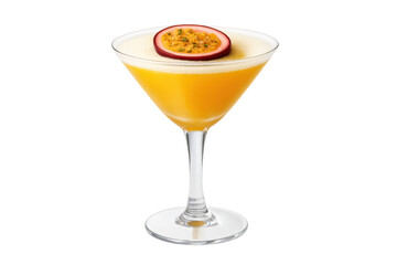 Pornstar martini cocktail with passion fruit garnish