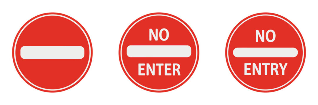 No Entry Sign Icons, modern professional symbols for restricted access traffic control prohibition signage public safety and warning design.