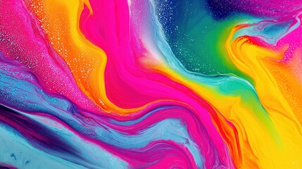 Vivid abstract swirl of neon colors creating a dynamic and energetic visual feast