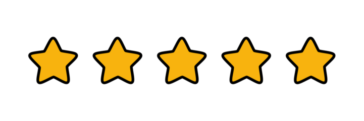 Five star rating icons for reviews, feedback, customer satisfaction, quality score and user experience concept