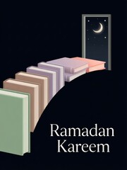 Ramadan kareem books path to spiritual enlightenment under night sky