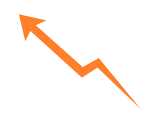 Orange upward zigzag arrow