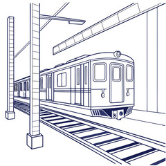 Subway train arriving at station