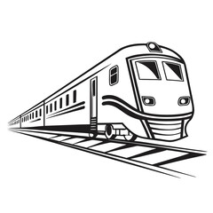 Modern train traveling on tracks