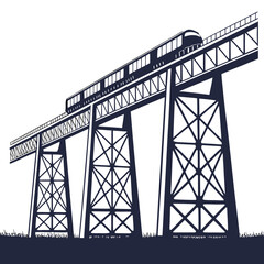 Train crossing a long viaduct