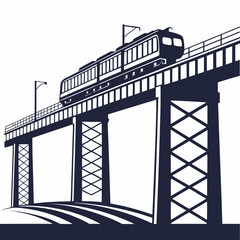 Train crossing elevated bridge