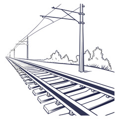 Railway track with overhead wires