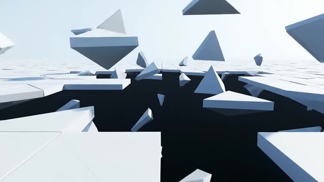 3D geometric shapes floating in mid-air. Biodegradable material creative motion graphic animation video. latest creative trending background video. 