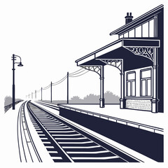 Quaint railway station with signal box