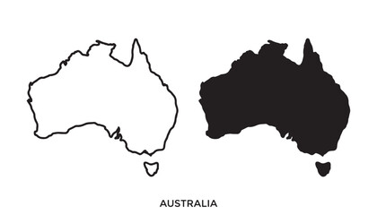 Silhouettes of the australian continent in black and white © md