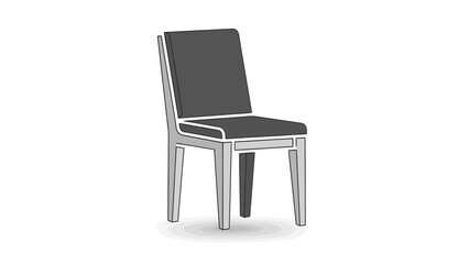 A gray chair with a high backrest and four legs is depicted in a minimalist illustration style.