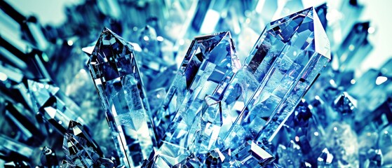 Crystal blue transparent crystal gems geology gemstone formation crystalline close-up.