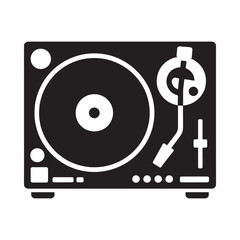 a black and white icon of a dj turntable controller © NASRIN