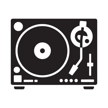 a black and white icon of a dj turntable controller