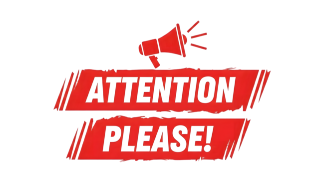 Attention please sign isolated on transparent background - Powered by Adobe