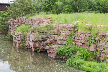 sioux quartzite rock along Devil's Gulch, Garretson, South Dakota