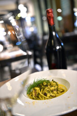 Pasta con le sarde or pasta with sardines is typical food Sicily region in Italy